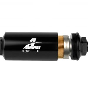 AEROMOTIVE 8an Inline Fuel Filter 10 Micron 2in OD Black- 12377