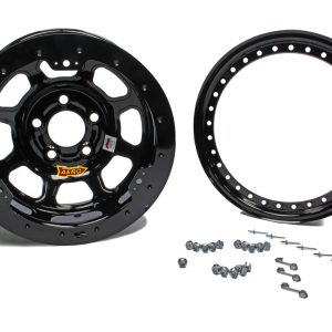 AERO RACE WHEELS 15x8 2in 5.00 Black w/ Black Ring- 53-185020-BLKRING