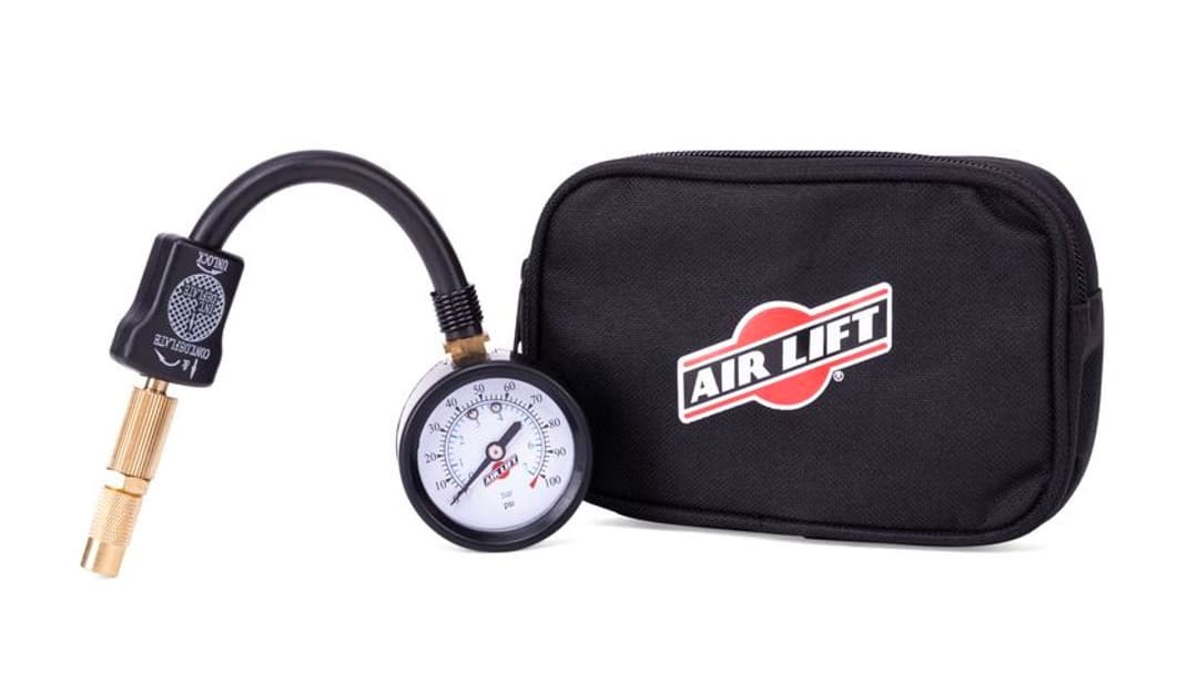 Air Lift Gauge Air Pressure, Full Sweep, 0 to 100 PSI, Analog Display, White Face/ Chrome Bezel, Illuminated – 16151