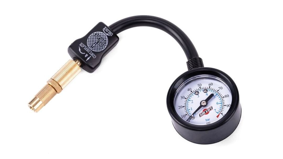 Air Lift Gauge Air Pressure, Full Sweep, 0 to 100 PSI, Analog Display, White Face/ Chrome Bezel, Illuminated – 16151