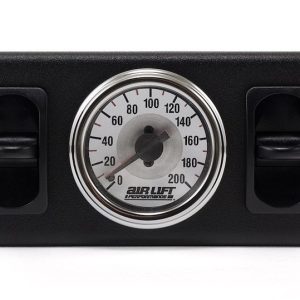 Air Lift Gauge Air Pressure, 5-1/2 Inch Width X 2-3/4 Inch Height X 6 Inch Depth Panel, Full Sweep, 0 to 200 PSI, Analog Display – 26229