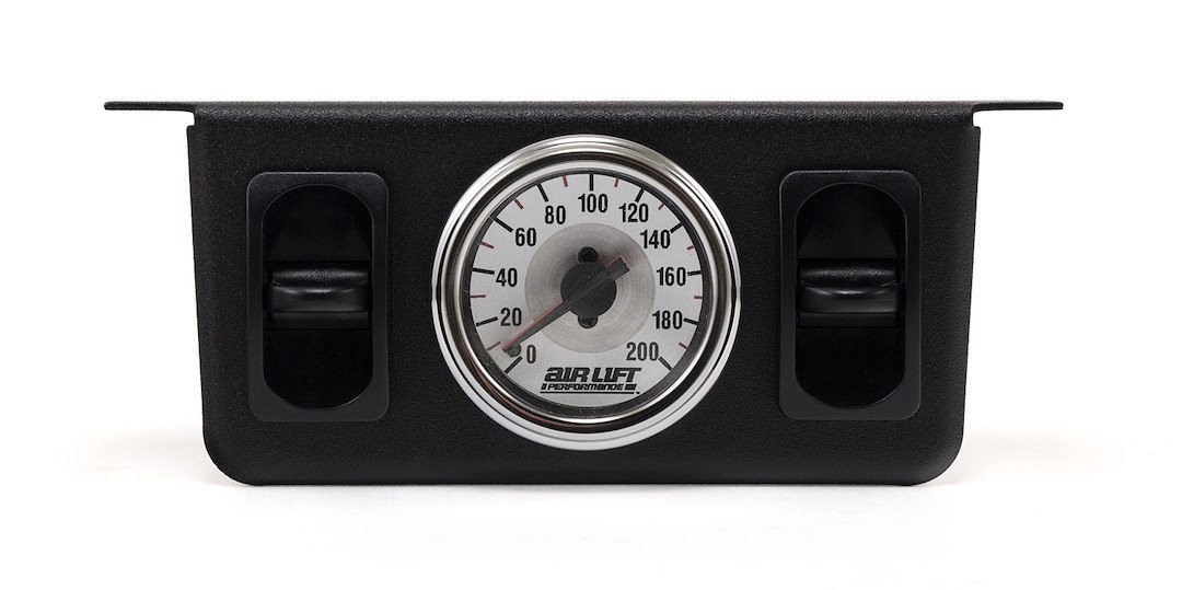 Air Lift Gauge Air Pressure, 5-1/2 Inch Width X 2-3/4 Inch Height X 6 Inch Depth Panel, Full Sweep, 0 to 200 PSI, Analog Display – 26229