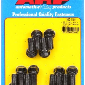 ARP Exhaust Header Bolt, For Use with Chevy Small Block, 3/8 – 16 Inch Thread Size, .750 Inch Length, Hex Style Head Type, Black Oxide – 100-1101