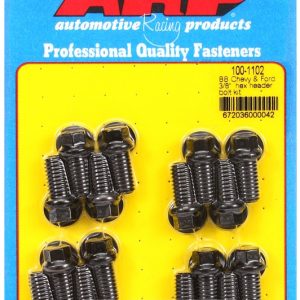 ARP Exhaust Header Bolt, For Use with Chevy Big Block, 3/8 – 16 Inch Thread Size, .750 Inch Length, Hex Style Head Type, Black Oxide – 100-1102