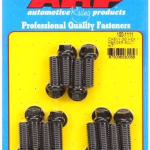 ARP Exhaust Header Bolt, For Use with Chevy Small Block, 3/8 – 16 Inch Thread Size, 1.000 Inch Length, Hex Style Head Type, Black Oxide – 100-1111