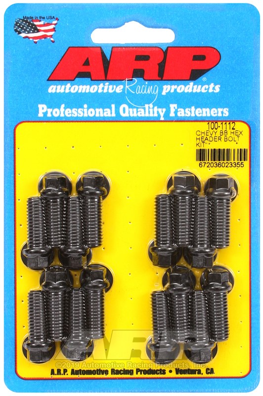 ARP Exhaust Header Bolt, For Use with Chevy Big Block, 3/8 – 16 Inch Thread Size, 1.000 Inch Length, Hex Style Head Type, Black Oxide – 100-1112