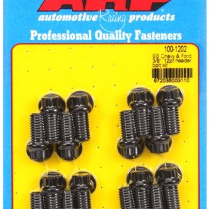 ARP Exhaust Header Bolt, For Use with Chevy Big Block, 3/8 – 16 Inch Thread Size, .750 Inch Length, 12 Point Head Type, Black Oxide – 100-1202