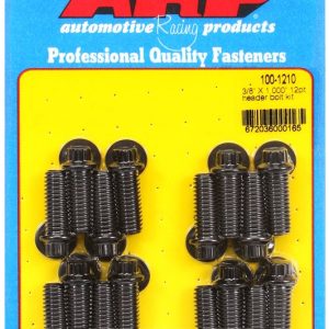 ARP Exhaust Header Bolt, Universal, 3/8 – 16 Inch Thread Size, .750 Inch Length, 12 Point Head Type, Black Oxide, Chrome Moly, Set of 16 – 100-1210