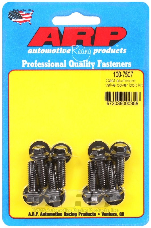 ARP Valve Cover Bolt, For Use with Cast Aluminum Valve Cover, 1/4 Inch – 20 Thread Size, Hex Style Head Type, Black Oxide, Chrome Moly – 100-7507