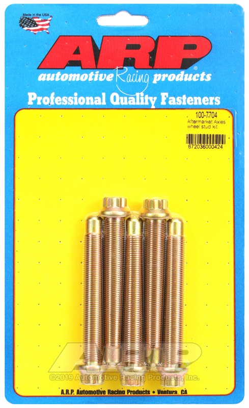 ARP Wheel Stud, 1/2 Inch – 20 Thread Size, 3.470 Inch Under Head Length, 12 Point Style Head for Aftermarket Axles – 100-7704