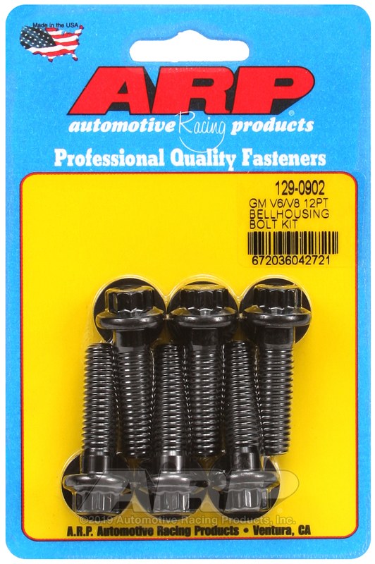 ARP Manual Trans Bellhousing Stud, For Use with Chevrolet V6 and V8 Engines, 3/8 Inch Diameter, 1.375 Inch Length, Black Oxide – 129-0902