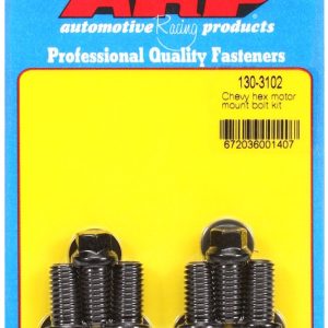 ARP Motor Mount Bolt, For Use with Chevy V6/ V8, Hex Style Head Type, Mount to Block, Black Oxide, Chrome Moly, With Washers – 130-3102