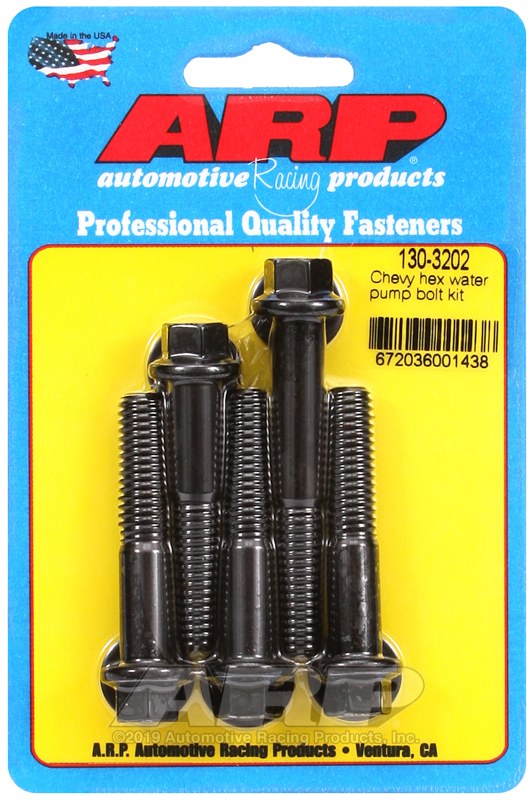 ARP Water Pump Bolt, For Use with All V8 Chevy, Hex Style Head Type, Black Oxide, Chrome Moly – 130-3202