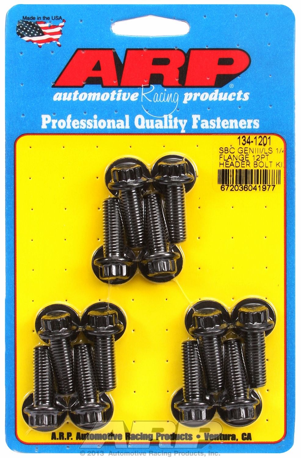 ARP Exhaust Header Bolt, For Use with Chevy Ls V8 Engines, M8 Thread Size, 0.984 Inch Length, 12 Point Head Type, Black Oxide, Set of 12 – 134-1201
