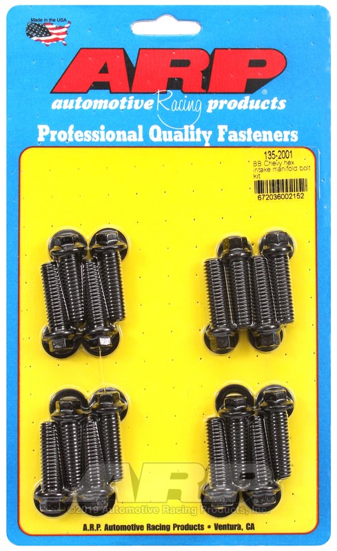ARP Intake Manifold Bolt, For Use with Chevy 396/ 454 Cubic Inch, Hex Style Head Type, Black Oxide, Chrome Moly, With Washers – 135-2001