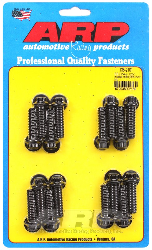 ARP Intake Manifold Bolt, For Use with Chevy 396/ 454 Cubic Inch, 12 Point Head Type, Black Oxide, Chrome Moly, With Washers – 135-2101