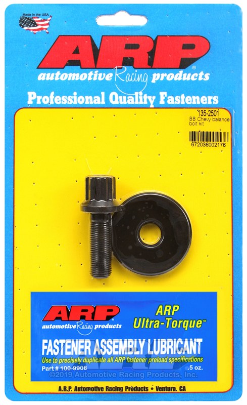 ARP Harmonic Balancer Bolt, For Use with Chevy Big Block, 5/8 Inch Socket Size, 1/2 Inch – 20 Thread Size, 1.550 Inch Under Head Length – 135-2501