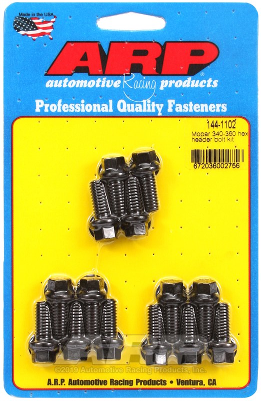 ARP Exhaust Header Bolt, For Use with Chysler, 5/16 Inch Thread Size, .750 Inch Length, Hex Style Head Type, Black Oxide, Chrome Moly – 144-1102