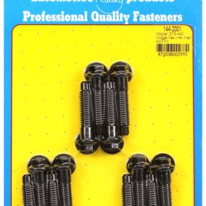 ARP Intake Manifold Bolt, For Use with Chrysler 318/ 440 Wedge, Hex Style Head Type, Black Oxide, Chrome Moly, With Washers – 144-2001