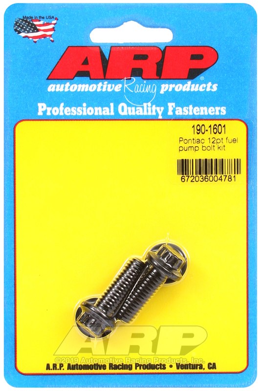 ARP Fuel Pump Mounting Bolt, For Use with Pontiac, 12 Point Head Type, Black Oxide, Chrome Moly, With Washers – 190-1601