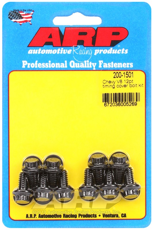 ARP Timing Cover Bolt, For Use with All V8 Chevy, 12 Point Head Type, Black Oxide, Chrome Moly – 200-1501