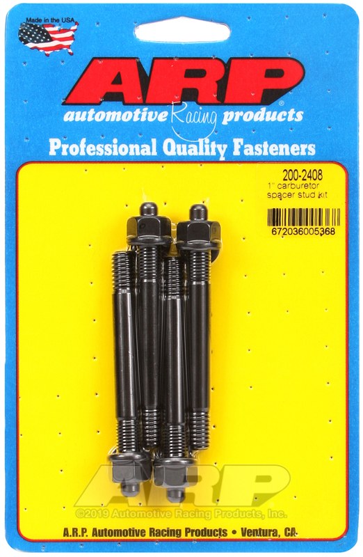 ARP Carburetor Stud Kit, For Use with 1-1/4 Inch Moroso Spacer, 5/16 Inch Diameter, 3.2 Inch Overall Length, Black Oxide – 200-2408