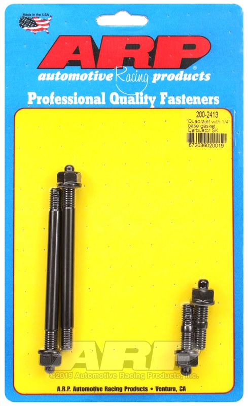 ARP Carburetor Stud Kit, For Use with Quadrajet with 1/4 Inch Base Gasket, 5/16 Inch Diameter, 1.700/ 4.400 Inch Overall Length – 200-2413