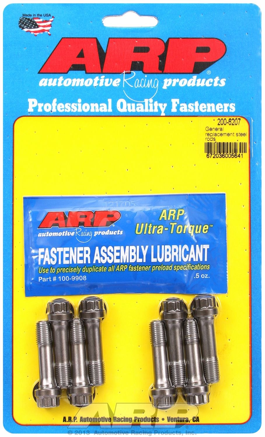 ARP Connecting Rod Bolt, General Replacement, 220000 PSI Tensile Strength, Polished, ARP2000 Steel, Set of 8 – 200-6207