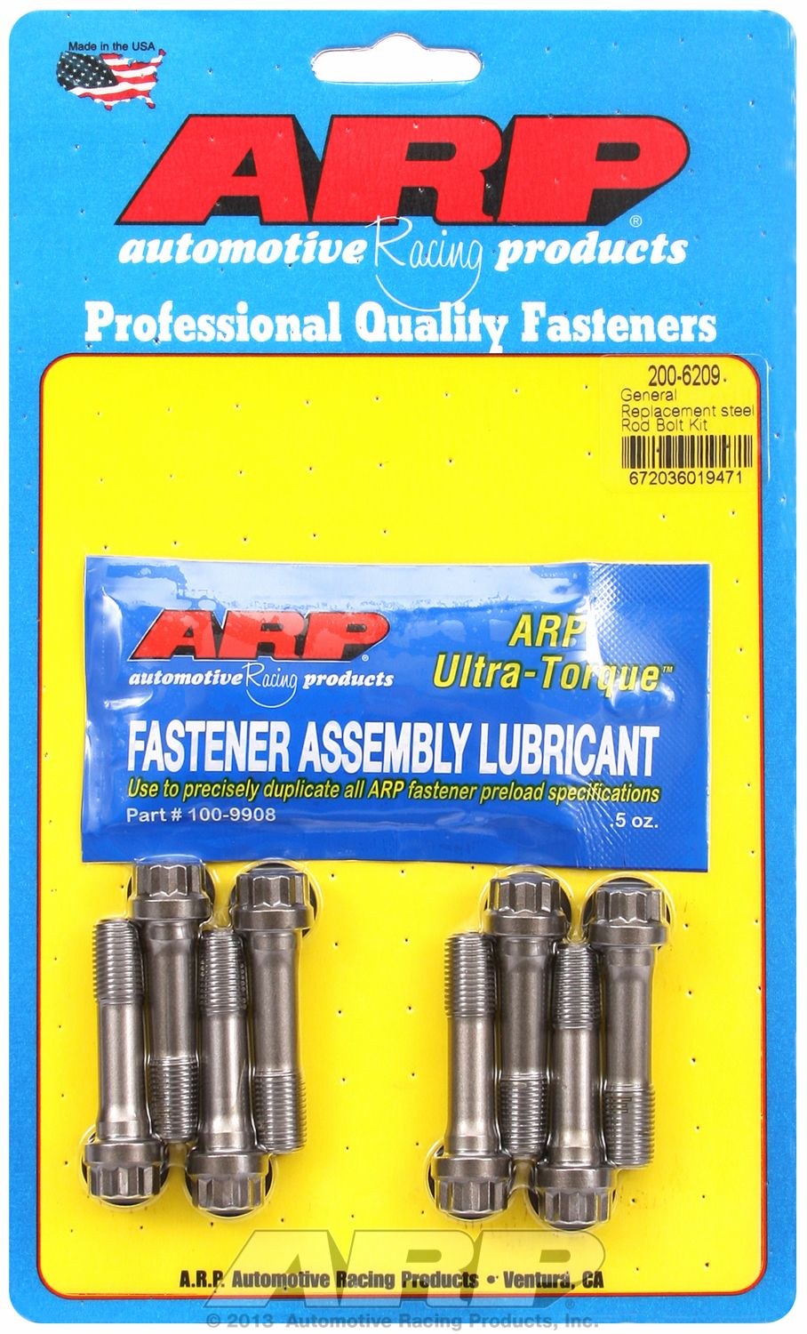 ARP Connecting Rod Bolt, General Replacement, 220000 PSI Tensile Strength, Polished, ARP2000 Steel, Set of 8 – 200-6209
