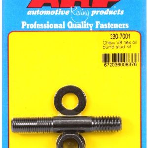 ARP Oil Pump Stud, For Use with Chevy Small Block, Hex Style Head Type, Black Oxide, Chrome Moly, With Nuts/ Washers – 230-7001