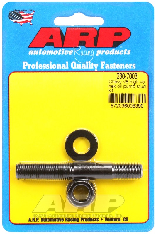 ARP Oil Pump Stud, For Use with Small/ Big Block Chevy, Hex Style Head Type, Black Oxide, Chrome Moly, With Nuts/ Washers – 230-7003