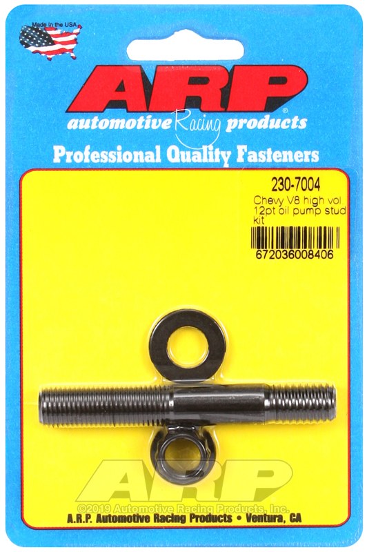 ARP Oil Pump Stud, For Use with Small/ Big Block Chevy, 12 Pi, Black Oxide, Chrome Moly, With Nuts/ Washers – 230-7004