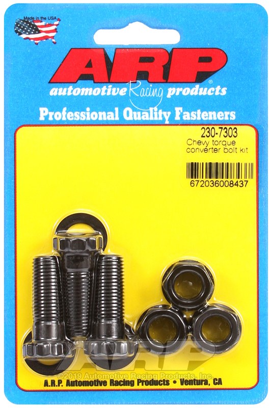 ARP Torque Converter Bolt, For Use with General Motors, 1.250 Inch Under Head Length, 7/16 Inch – 20 Thread Size, With Washers – 230-7303