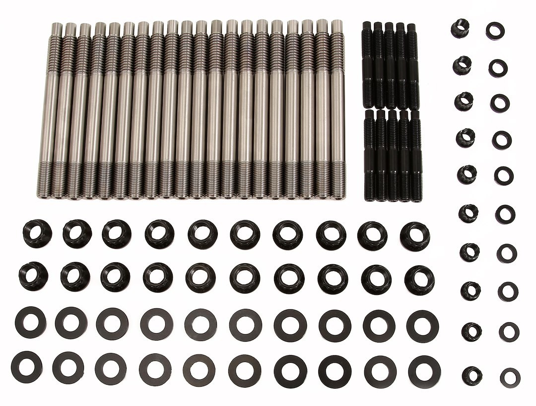 ARP Cylinder Head Stud, For Use with Chevy LT1 6.2L Engines, 12 Point Nuts, Custom Age 625+, Black Oxide, Chrome Moly, With M8 Corner Studs – 234-4347