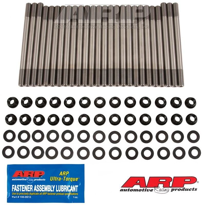 ARP Cylinder Head Stud, For Use with 1998 and Later Dodge Cummins 5.9L/ 6.7L 24V, 12 Point Nuts, Black Oxide, Chrome Moly, Complete Set – 247-4204