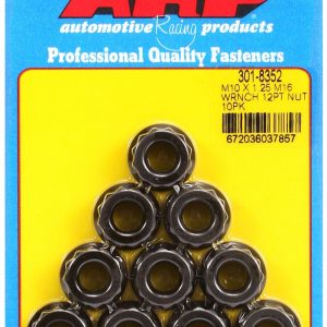 ARP Nut, 12 Point/ 0.450 Inch Height, 10 Millimeter X 1.25 Thread Size, 16 Millimeter Socket Size, 180000 PSI Tensile Strength, Black Oxide – 301-8352