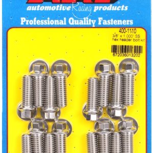 ARP Exhaust Header Bolt, Universal, 3/8 – 16 Inch Thread Size, 1.000 Inch Length, Hex Style Head Type, Stainless, Natural, Stainless Steel – 400-1110