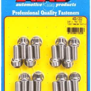 ARP Exhaust Header Bolt, For Use with Chevy Big Block, 3/8 – 16 Inch Thread Size, .750 Inch Length, 12 Point Head Type, Stainless, Natural – 400-1202