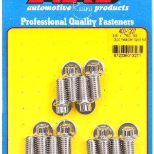 ARP Exhaust Header Bolt, Universal, 3/8 – 16 Inch Thread Size, .750 Inch Length, 12 Point Head Type, Stainless, Natural, Stainless Steel – 400-1207