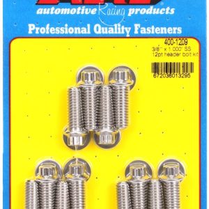 ARP Exhaust Header Bolt, Universal, 3/8 – 16 Inch Thread Size, 1.000 Inch Length, 12 Point Head Type, Stainless, Natural, Stainless Steel – 400-1209