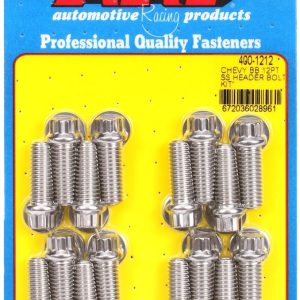 ARP Exhaust Header Bolt, For Use with Chevy Big Block, 3/8 – 16 Inch Thread Size, 1.000 Inch Length, 12 Point Head Type, Stainless, Natural – 400-1212