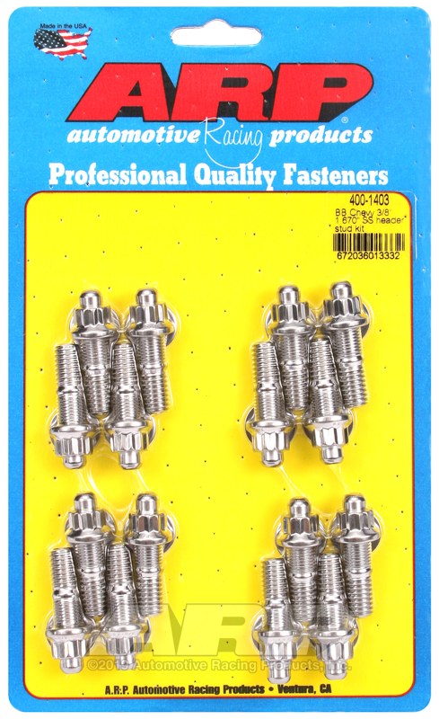 ARP Exhaust Header Stud, For Use with Chevy Big Block, 12 Point Head Type, 3/8 Inch Diameter, 1.670 Inch Overall Length, Polished – 400-1403