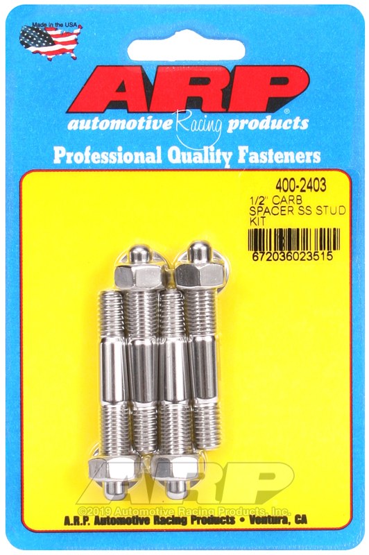 ARP Carburetor Stud Kit, For Use with 1/2 Inch Spacer, 5/16 Inch Diameter, 2.225 Inch Overall Length, Stainless Steel – 400-2403