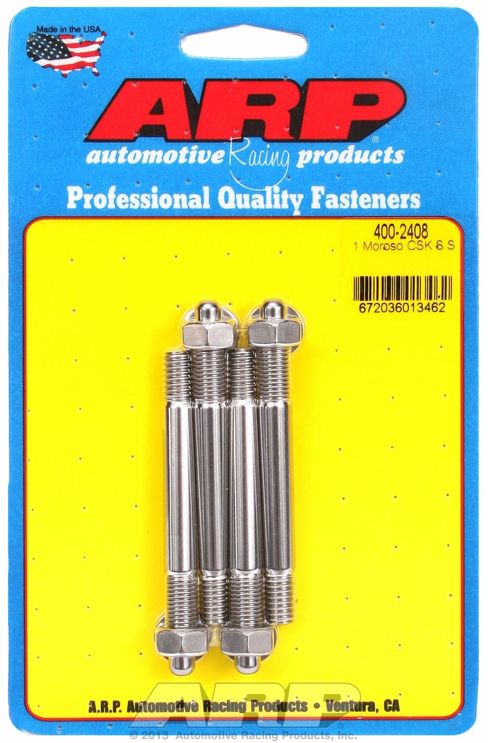 ARP Carburetor Stud Kit, For Use with 1-1/4 Inch Moroso Spacer, 5/16 Inch Diameter, 3.2 Inch Overall Length, Stainless Steel – 400-2408