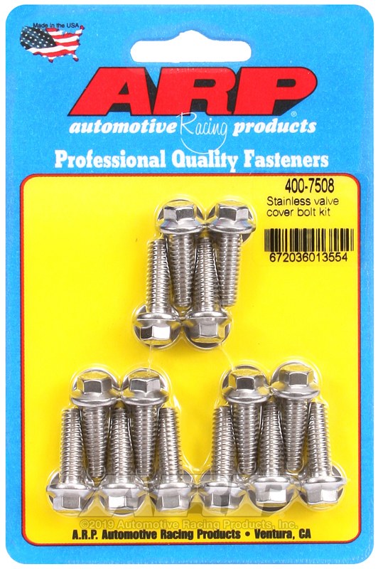 ARP Valve Cover Bolt, For Use with Cast Aluminum Valve Cover, 1/4 Inch – 20 Thread Size, 0.812 Inch Under Head Length, Hex Style Head Type – 400-7508
