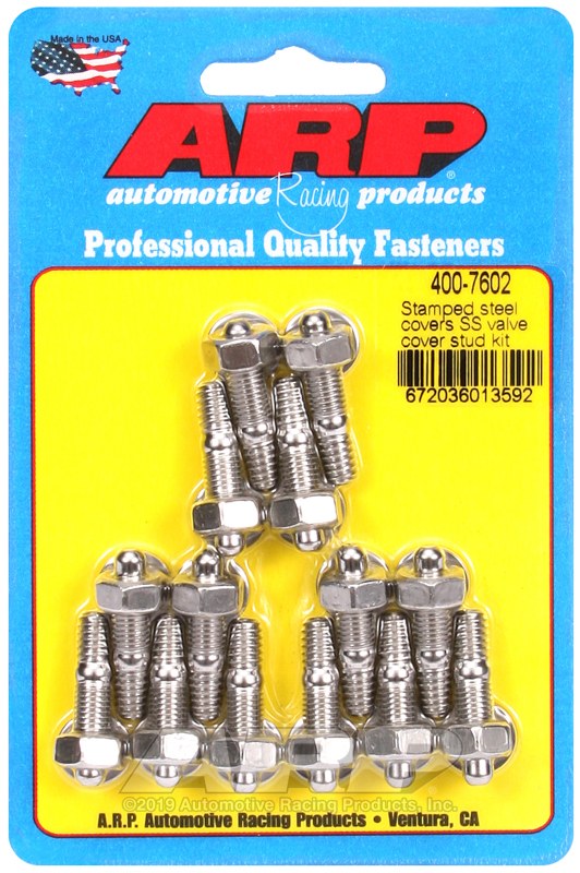 ARP Valve Cover Stud, For Use with Stamped Steel Valve Cover, 1.170 Inch Overall Length, 1/4 Inch – 20 Thread Size, Hex Style Head Type – 400-7602
