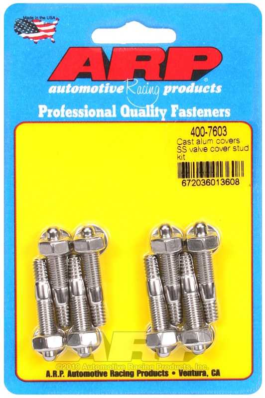 ARP Valve Cover Stud, For Use with Cast Aluminum Valve Cover, 1.500 Inch Overall Length, 1/4 Inch – 20 Thread Size, Hex Style Head Type – 400-7603