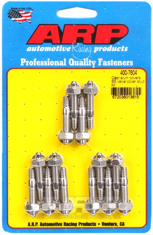 ARP Valve Cover Stud, For Use with Cast Aluminum Valve Cover, 1.500 Inch Overall Length, 1/4 Inch – 20 Thread Size, Hex Style Head Type – 400-7604