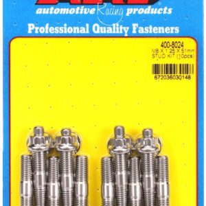 ARP Exhaust Manifold Stud, 8 Millimeter X 1.25 Thread Size, 2.000 Inch Overall Length, 170000 PSI Tensile Strength, 12 Point Head Type – 400-8024