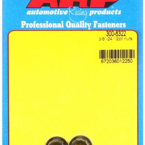 ARP Nut, 12 Point, 3/8 Inch – 24 Thread Size, 7/16 Inch Socket Size, 180000 PSI Tensile Strength, Polished, Stainless Steel, Single – 400-8302